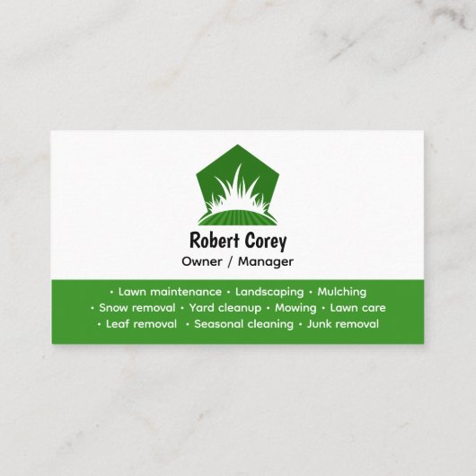 Professional Black Green Lawn Care Service Photo 名刺 (裏面)