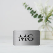 Professional Black Grey Monogram Initials 名刺 (スタンド正面)