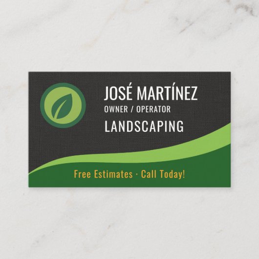 Professional Black Linen Landscaping Lawn Care 名刺 (正面)