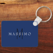 Professional Black Monogram Blue Your Name キーホルダー (正面)