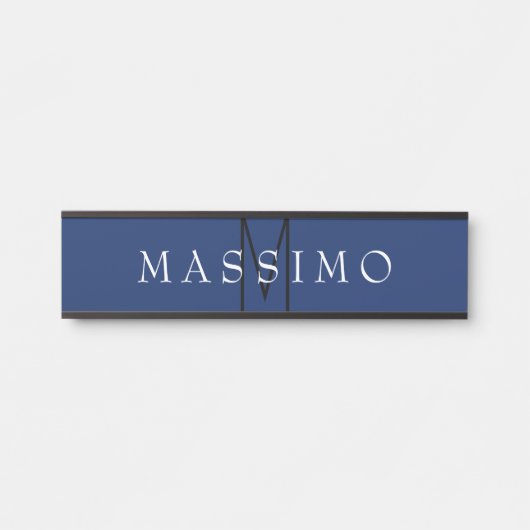 Professional Black Monogram Blue Your Name サインプレート (正面)