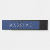 Professional Black Monogram Blue Your Name サインプレート (正面)