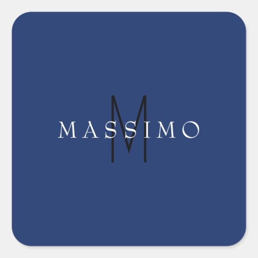 Professional Black Monogram Blue Your Name スクエアシール (正面)