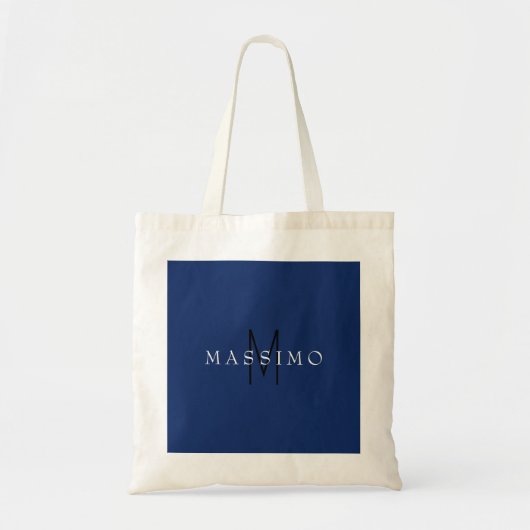 Professional Black Monogram Blue Your Name トートバッグ (正面)