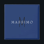 Professional Black Monogram Blue Your Name マグネット<br><div class="desc">Plain Minimalist Modern Designs. They're all simple,  attractive,  unique.</div>