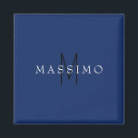 Professional Black Monogram Blue Your Name マグネット<br><div class="desc">Plain Minimalist Modern Designs. They're all simple, attractive, unique.</div>