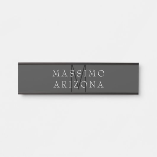 Professional Black Monogram Gray Your Name サインプレート (正面)
