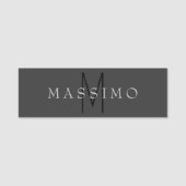 Professional Black Monogram Gray Your Name 名札 (正面)