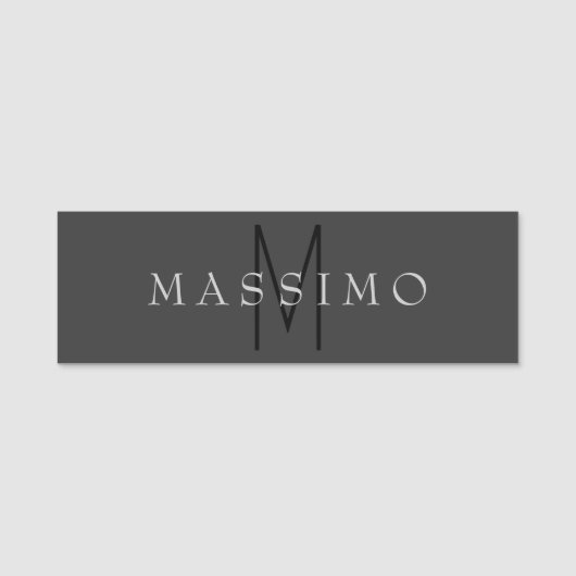 Professional Black Monogram Gray Your Name 名札 (正面)