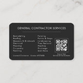 Professional Black & Silver Contractor QR Code 名刺 (裏面)