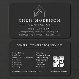Professional Black & Silver Contractor QR Code 名刺