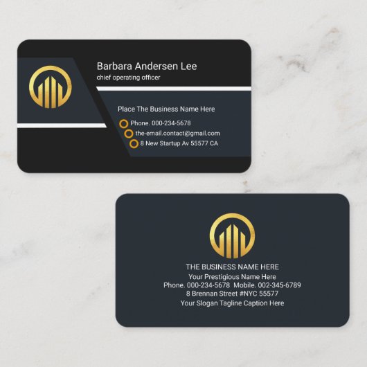 Professional Black Trapezium Lines CEO 名刺 (正面/裏面)