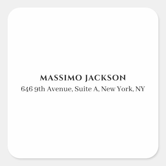 Professional black & white modern minimalist name スクエアシール (正面)