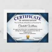 Professional Blue Appreciation Certificate 招待状 (正面/裏面)