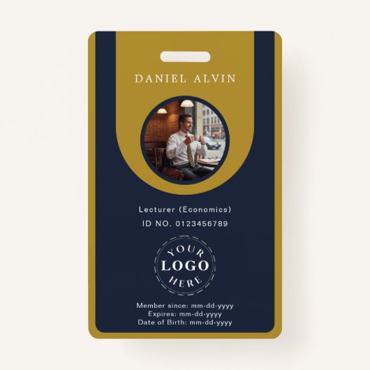 Professional Blue Brown Staff Identification ID バッジ (正面)