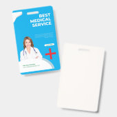Professional Blue Medical Service ID Badge - Moder バッジ (正面＆裏面)