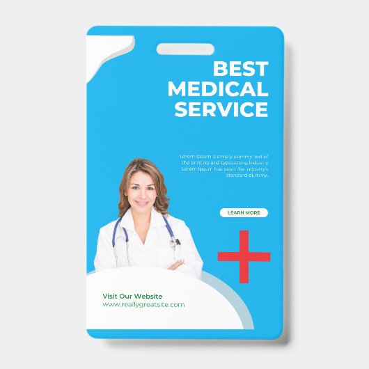 Professional Blue Medical Service ID Badge - Moder バッジ (正面)
