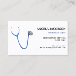 Professional Blue Stethoscope Nurse Business Card 名刺
