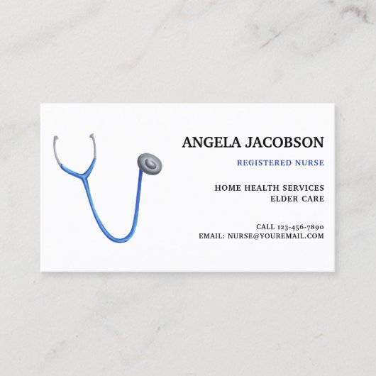 Professional Blue Stethoscope Nurse Business Card 名刺 (正面)