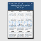Professional Blue White Black 2026 Calendar Magnet (正面)
