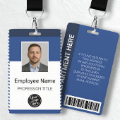 Professional Blue White Stripe Employee Photo ID バッジ