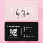 Professional Blush Pink Hair Stylist QR Code 名刺