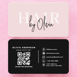 Professional Blush Pink Hair Stylist QR Code 名刺