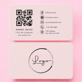 Professional Blush Pink Logo QR Code 名刺