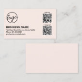 Professional Blush Pink Logo QR Code Modern 名刺 (正面/裏面)
