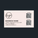 Professional Blush Pink Logo QR Code Modern 名刺<br><div class="desc">Modern business card featuring a simple and minimal design with your logo along with your business name and contact details on the left side. On the right side are two QR codes (if you prefer, you may remove one or both QR codes in the design editing tool). A basic and...</div>
