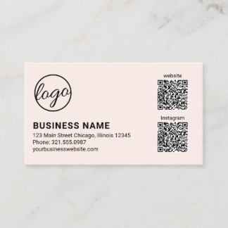 Professional Blush Pink Logo QR Code Modern 名刺