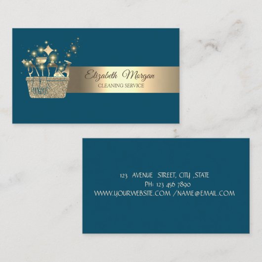 Professional Bokeh Gold Glitter Cleaning Tools 名刺 (正面/裏面)