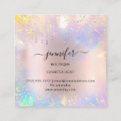 Professional Boutique Shop Glitter Pink Holograph スクエア名刺 (裏面)
