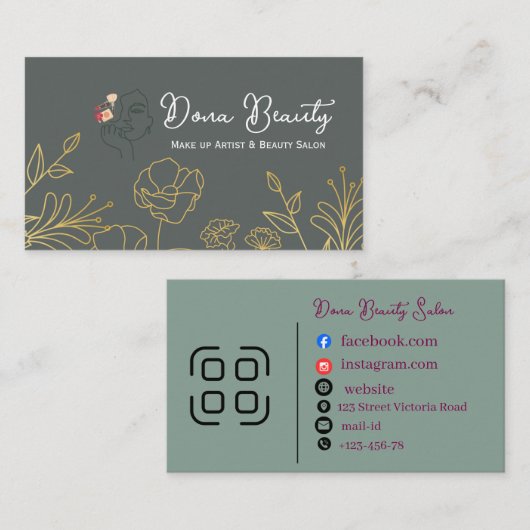 Professional Bridal Makeup Artist Business Card 名刺 (正面/裏面)