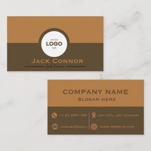 Professional Brown and Ochre Two-Tone Business Car 名刺 (正面/裏面)