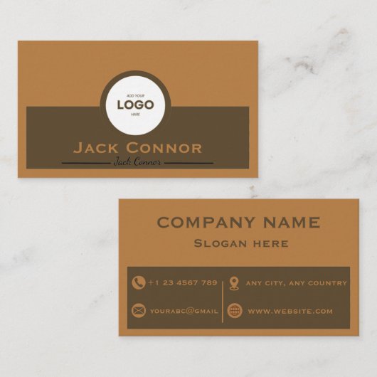 Professional Brown and Ochre Two-Tone Business Car 名刺 (正面/裏面)