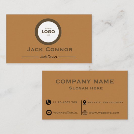 Professional Brown and Ochre Two-ToneBusiness Card 名刺 (正面/裏面)