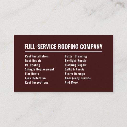 Professional Brown Roofer & Roofing Contractor 名刺 (裏面)