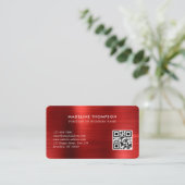 Professional Brushed Metallic Red Logo QR Code 名刺 (スタンド正面)