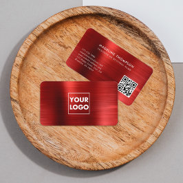 Professional Brushed Metallic Red Logo QR Code 名刺