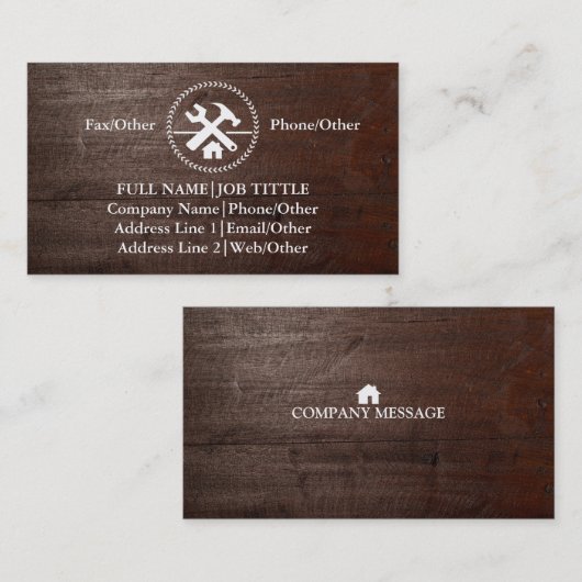 Professional Builder Carpenter Tools Woodworking  名刺 (正面/裏面)