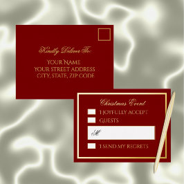 Professional Burgundy Foil Holiday Response Card 箔シーズンポストカード