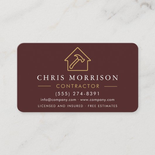 Professional Burgundy & Gold Contractor 名刺 (正面)
