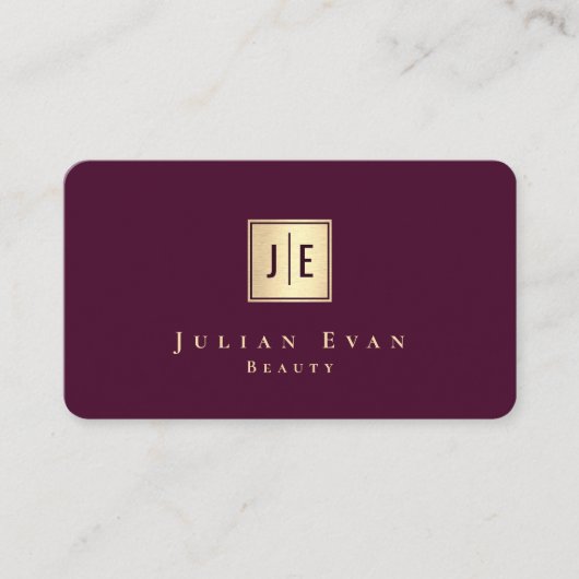 Professional Burgundy Wine & Gold Luxury Monogram 名刺 (正面)