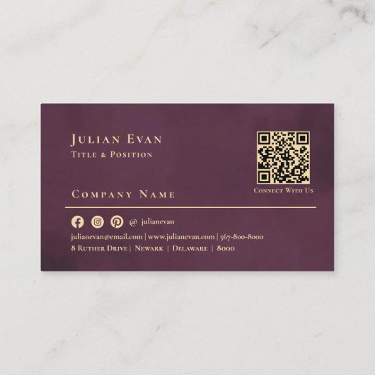 Professional Burgundy Wine & Gold Luxury Monogram 名刺 (裏面)