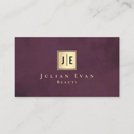 Professional Burgundy Wine & Gold Luxury Monogram 名刺 (正面)