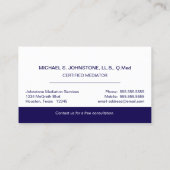 Professional Business Blue White Handshake 名刺 (裏面)