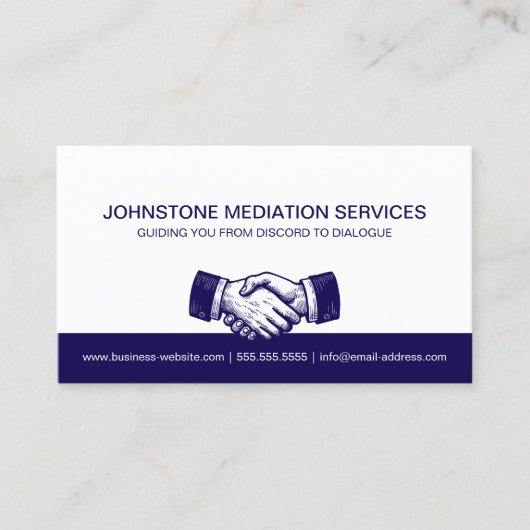 Professional Business Blue White Handshake 名刺 (正面)