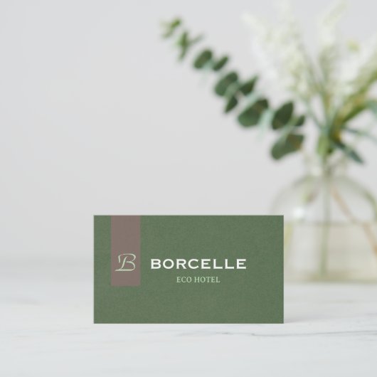 Professional Business Card in Elegant Olive Green  名刺 (スタンド正面)