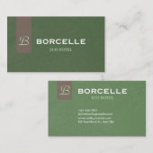 Professional Business Card in Elegant Olive Green 名刺 (正面/裏面)